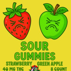 Sour Gummies Strawberry & Green Apple 5mg 8 count