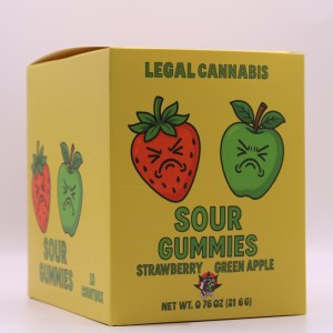 sour gummies strawberry & green apple 5mg 8 count (box of 10)